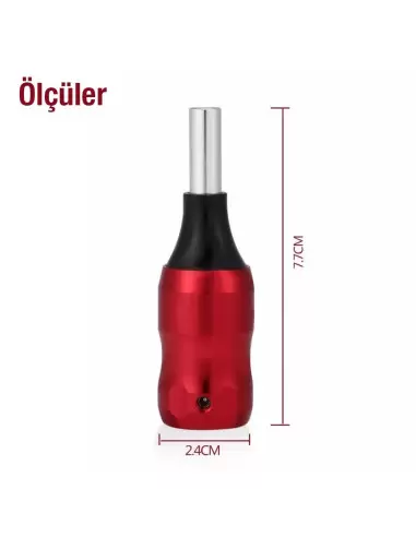 Profesyonel 24mm Dövme Makinesi Grip - Kırmızı Paslanmaz Çelik